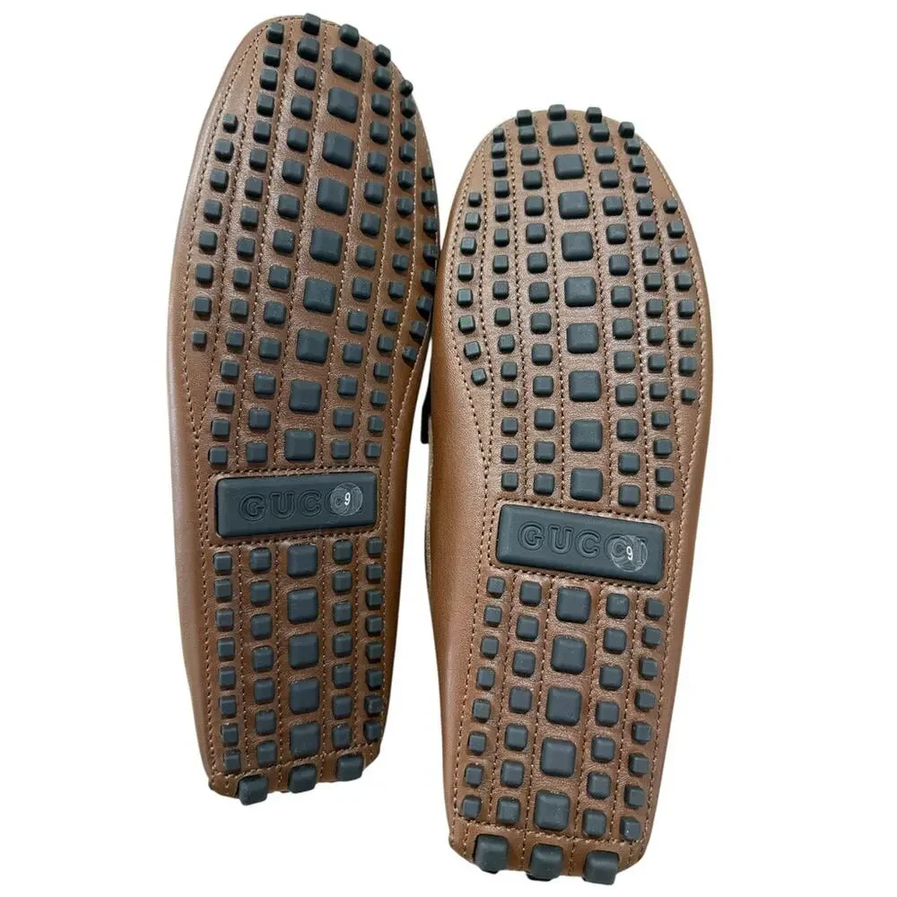 Gucci Mens Interlocking G Monogram Leather Driver Loafer 730148
